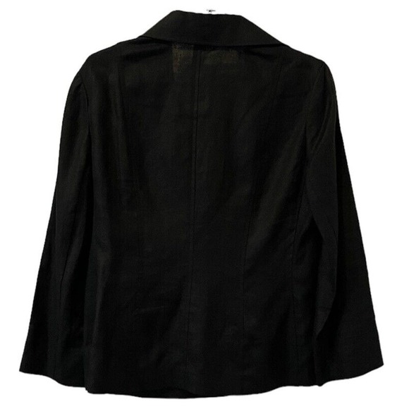 Ellen Tracy Women's Size 6 Black 100% Linen Lightweight Button Up Jacket - Picture 8 of 8